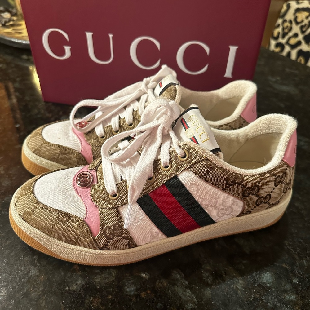 Gucci Pink and Brown Sneakers